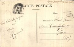 Barco de la POSTAL de la VENDIMIA del panorama de Treport del pecado la iglesia el muelle y la izquierda portuaria un barco del pecado