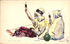 VINTAGE POSTCARD Fantasy North Africa Illustrator Spinners Algeria