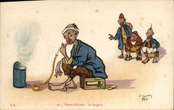 VINTAGE POSTCARD Fantasy North Africa Illustrator Visions of the East the Narghile