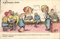 CPA Fantaisie Illustrateur Afrique du Nord A la gargote arabe