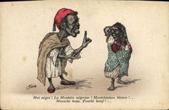 VINTAGE POSTCARD Fantasy North Africa Illustrator Me negro