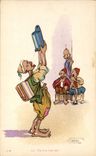 VINTAGE POSTCARD Fantasy North Africa Illustrator a glass of bier well car