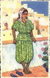 VINTAGE POSTCARD Fantasy North Africa Illustrator Algeria Terraces of the Algiers Kasbah