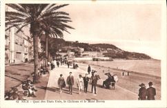 CPA Nice Quai des Etats Unis le chateau et le Mont Boron