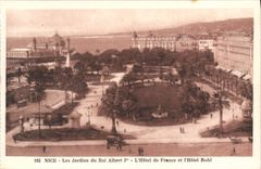 CPA Nice Les jardins du roi Albert 1er L'Hotel de France et l'Hotel Ruhl