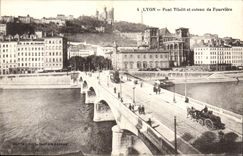 VINTAGE POSTCARD Lyon Tilsitt Bridge and Coteau of Fourviere