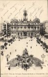 VINTAGE POSTCARD Lyon Places of Terraux Fontaine Batholdi and the town hall