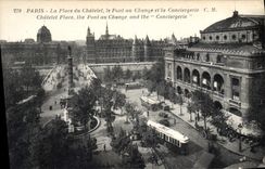 CPA Paris La Place du Chateau le Pont au Change et la Conciergerie