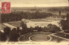 VINTAGE POSTCARD Turn Paris Panorama of the Garden of Tileries