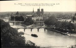 CPA Paris Panorama sur la Seine Vers Notre Dame et la Cite