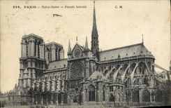 VINTAGE POSTCARD Paris Notre Dame Side wall