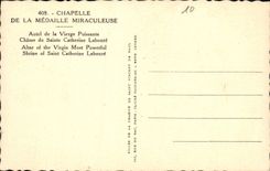 VINTAGE POSTCARD Paris Chapelle of the miraculous medal Autel of the powerful virgin Drives out Sainte Catherine Laboure