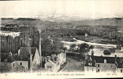 La POSTAL Pau de la VENDIMIA dio y la cadena de los Pyrenees