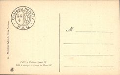 Comedor de Enrique IV del castillo de Pau de la POSTAL de la VENDIMIA y reglas de Enrique IV