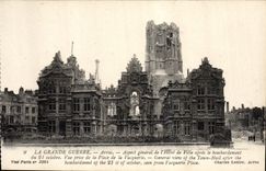 CPA Arras Aspect General de L'Hotel de ville apres le bombardement Militaria