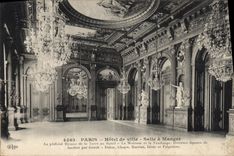 VINTAGE POSTCARD Paris Town hall Dining room