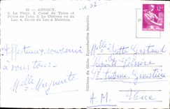 CPM Annecy La Plage Canal du Thiou et Palais de l'Isle Le chateau vu du lac Bords du lac a Menthon 