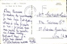 MODERN CARD Toulon the Quay of Sinse