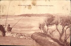 CPA Biarritz Et Ses Tamaris Vue Sur Le Phare Et Le Palais Imperial Peche 