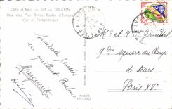 VINTAGE POSTCARD Toulon One Of the Most beautiful Roads Of Europe Seen of the Cable car