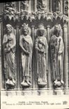 VINTAGE POSTCARD Paris Notre Dame Frontage Statues Of the Gate Of Right-hand side