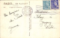 VINTAGE POSTCARD Paris While Strolling the Church Of the Madeleine