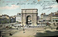 CPA Marseille Place D'Aix Et Arc De Triomphe