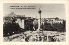 CPA Marseille La Place Castellane Fontain Cantini Et ND De La Garde