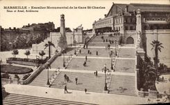 CPA Marseille Escalier Monument De La Gare St Charles
