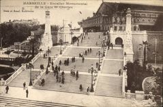 CPA Marseille Escalier Monument De La Gare St Charles