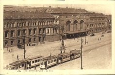 Tranvía de la estación de tren de Estrasburgo de la POSTAL de la VENDIMIA