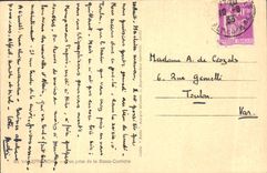 POSTAL Villefranche de la VENDIMIA en el mar vista de la cornisa baja