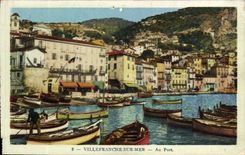 VINTAGE POSTCARD Villefranche On Sea With the Port Boats