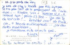 Reglas de Puy de la POSTAL de la VENDIMIA de la Virgen negra a la parte más inferior del puente principal del horno del ND de la catedral de Puy
