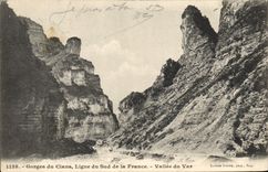 VINTAGE POSTCARD Falls of Cians Line of the South of France Valley of the VAr
