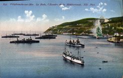 VINTAGE POSTCARD Villefranche On Sea Roads the Squadron of Mediterrance
