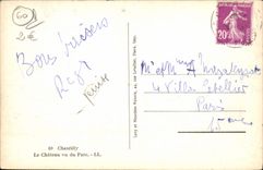 POSTAL MODERNA Chantilly el castillo visto del parque