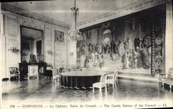 POSTAL Compiegne de la VENDIMIA la sala de estar del castillo del consejo