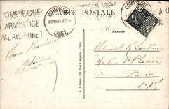 Taladro de la POSTAL de la VENDIMIA del monumento de Compiegne del sitio del armisticio del coche de Militaria alemán plenipotenciario