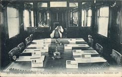 Taladro de la POSTAL de la VENDIMIA del coche de Compiegne del armisticio de Militaria