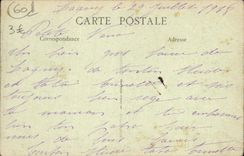 Castillo de Lagny de la POSTAL de la VENDIMIA del granero a la madera una esquina del parque