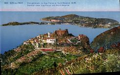 POSTAL Eze de la VENDIMIA en la opinión del mar el cabo Ferrat y hogar Saint de vieja gente