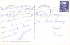 VINTAGE POSTCARD Menton the Bublic Garden