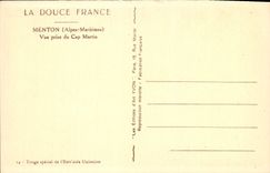 CPA Menton Vue Prise du Cap Martin