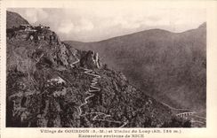 VINTAGE POSTCARD Gourdon Village and viaduct of the wolf Excursion surroundings of Nice