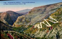 VINTAGE POSTCARD Surroundings De Sospel Laces Of the Collar De Braus Road of Nice in Italy