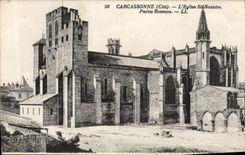 CPA Carcassonne L'Eglise St Nazaire Partie Romane
