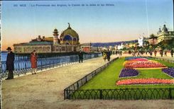 POSTAL de la VENDIMIA Niza la caminata del inglés el casino del embarcadero y de los hoteles