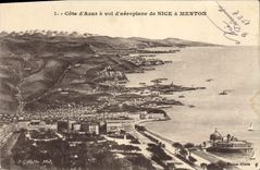 CPA Cote d'azur a vol d'aeroplane de Nice A Menton