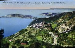 CPA Eze Vue De La Grande Corniche Au loin Cap Ferrat et Villefranche